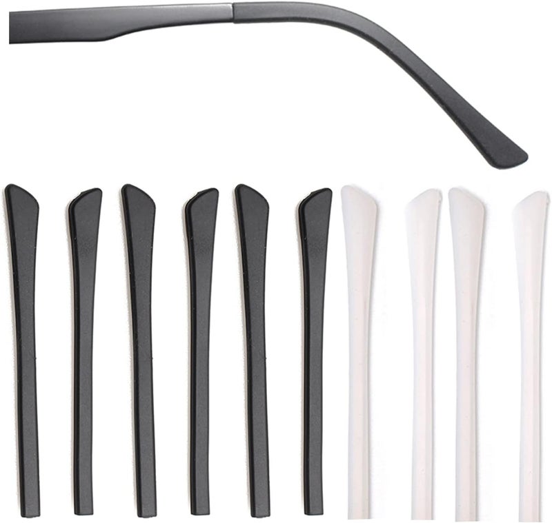 KECHIO 5 Pairs Anti-Slip Silicone Eyeglass End Tips Ear Sock Pieces Tube Eyewear Comfort Replacement Tips for Flat Thin Metal Eyeglass Legs,3Black/2White - Image 1